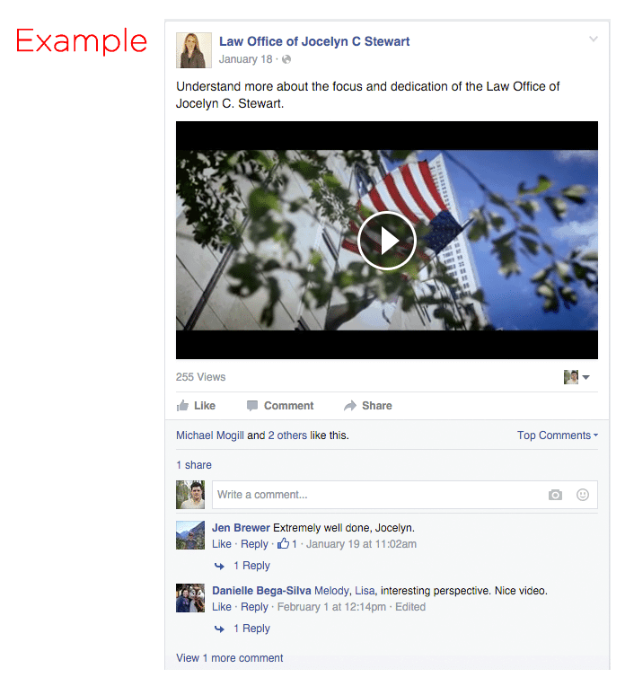 Video in Facebook Examples