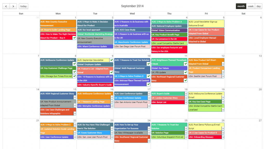 content calendar list